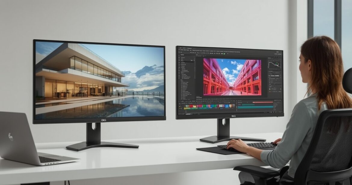 Dell Ultrasharp U2723QE ar LG 27UP850 monitorius darbui ir pramogoms
